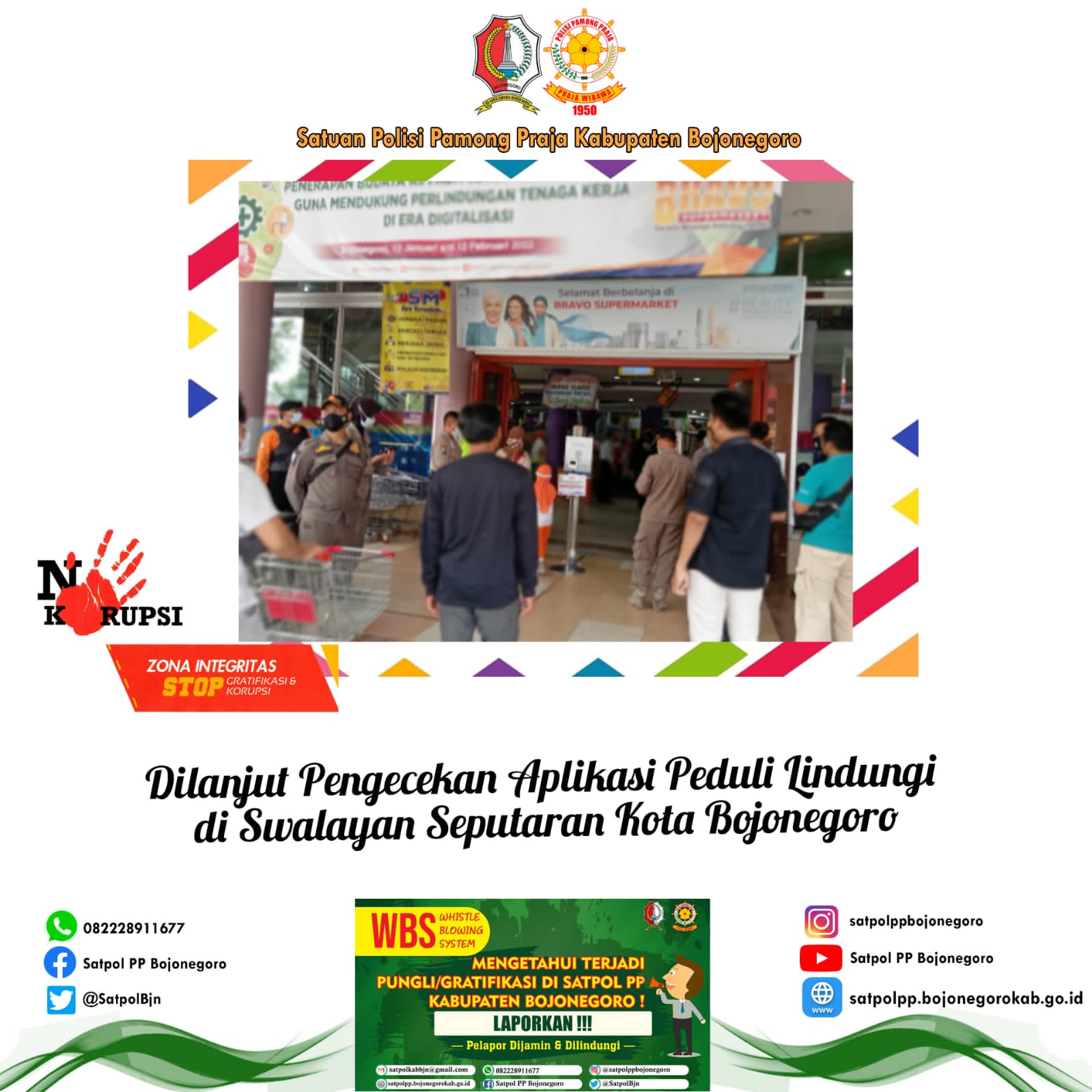 Pengecekan Aplikasi Peduli Lindungi di Swalayan Yang Ada Di Wilayah Kabupaten Bojonegoro