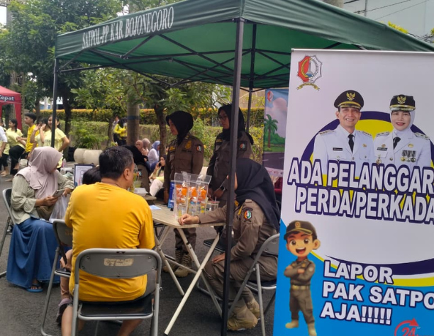 Manfaatkan CFD, Satpol PP Bojonegoro Sosialisasikan Perda Perkada