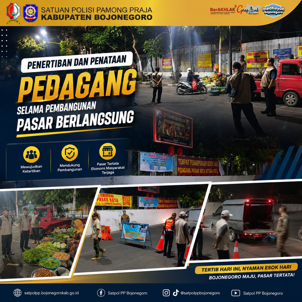 Pembangunan Pasar Satpol PP Tertibkan dan Tata Pedagang di Utara Pasar Kota