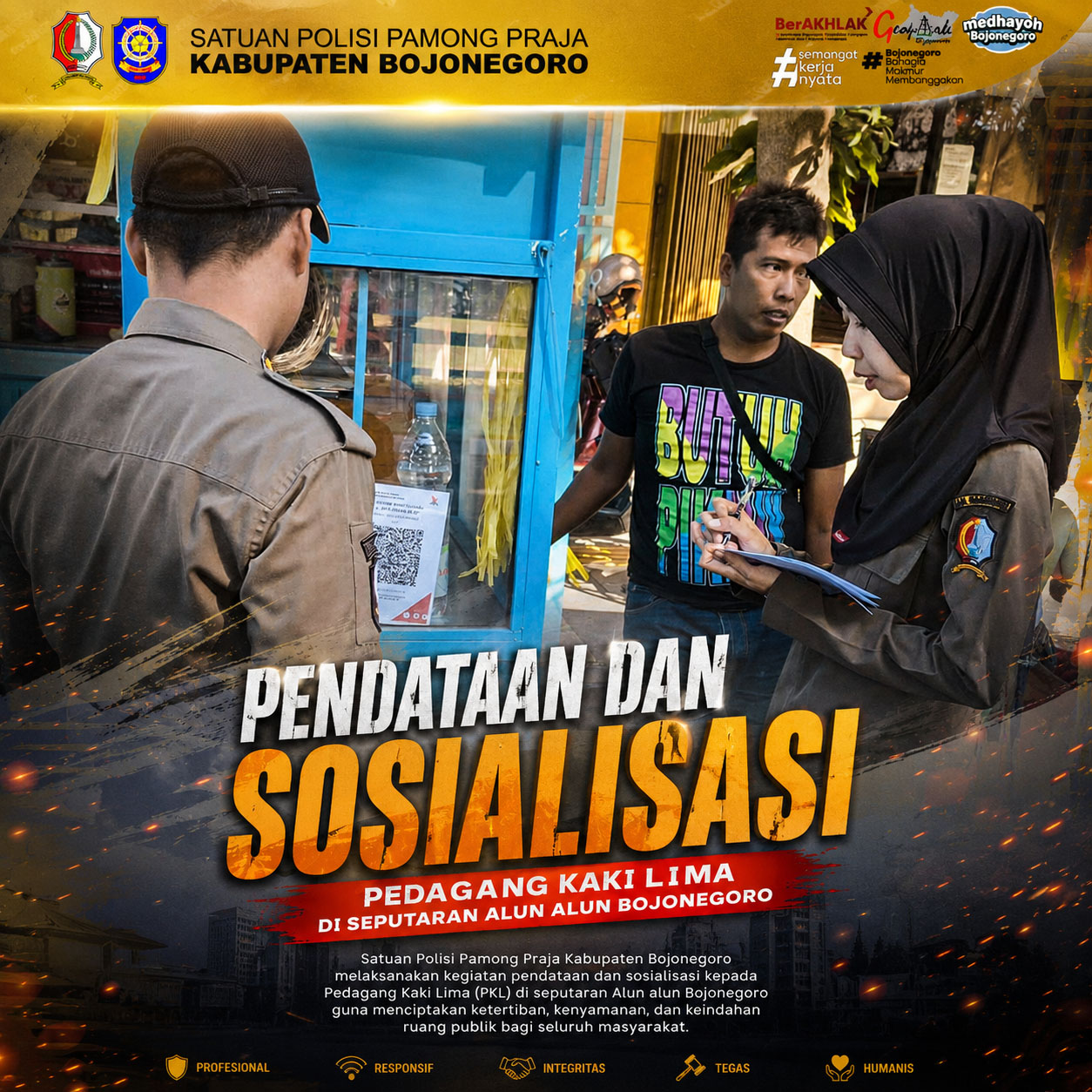 Pendataan dan Sosialisasi wujudkan kawasan Alun-Alun yang bersih tertib aman nyaman