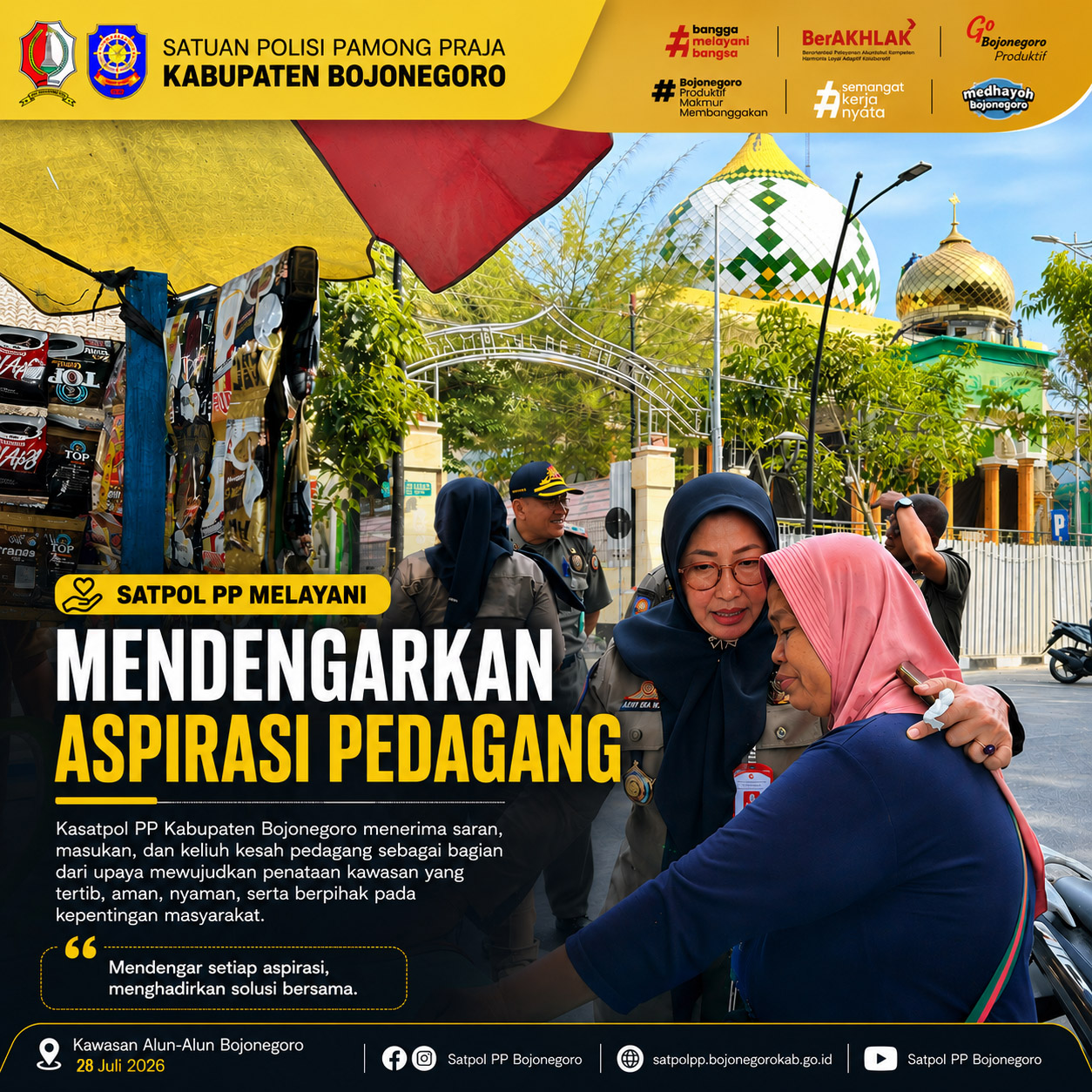 Kasatpol PP Bojonegoro Tinjau Penataan Pedagang dan Antar Pulang ODGJ