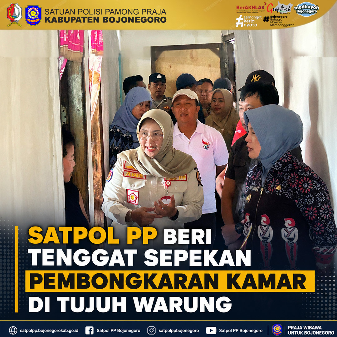 Satpol PP Bojonegoro Beri Tenggat Sepekan Pembongkaran Kamar di Tujuh Warung Desa Pacing
